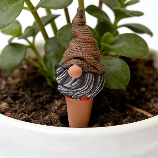 4 Pack Terracotta Watering Spikes, Vacation Self-Watering Planters Devices - Continuous Moisture with Slow Release Watering System - Perfect for Indoor Outdoor Plants (Gnome)