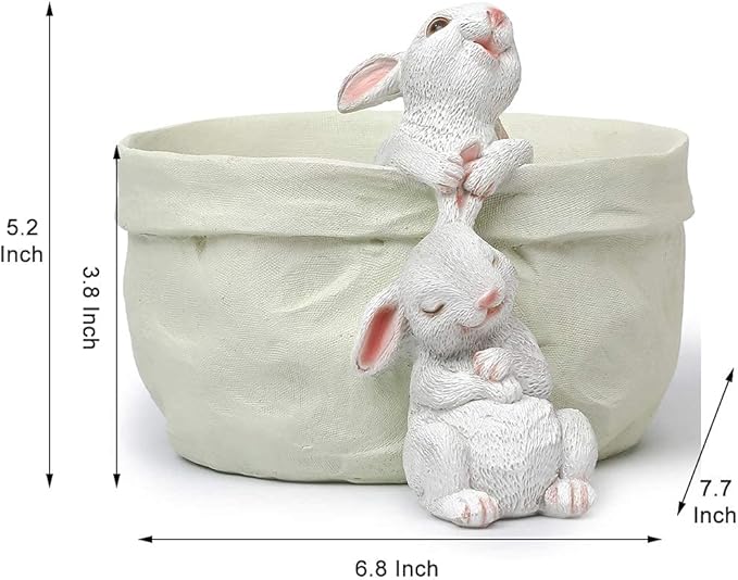 Rabbit Flower Pot Succulent Planter Garden Pots,Decorative Flower Pot,Bunny Pot Resin Containers,Animal Shaped Cartoon Planter Pots,Art Decorations(No Drainage Hole)