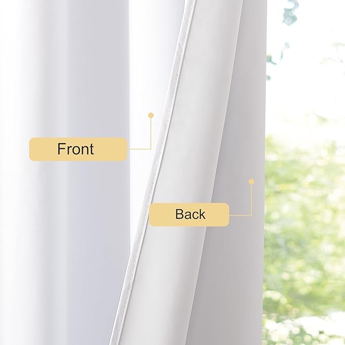 NICETOWN 100% Blackout Long Curtains 102 Inches Length, Privacy Room Darkening Divider Grommet Curtains for Living Room/Bedroom/Glassdoor/Patio, 1 Panel, Pure White, 66W x 102L