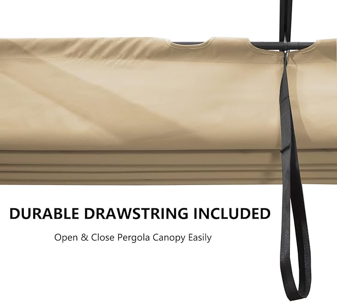Pergola Shade Cover Replacement Canopy Top Compatible with 10 X 10 ft 6-Bar Pergola Frames - Beige (Canopy Size 116" W x 95" L, Canopy Top Only)
