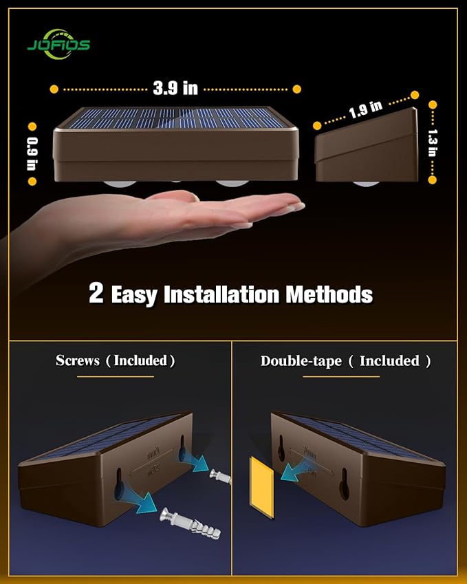 Solar Fence Lights 8 Pack Brown, 50 Lumens Outdoor Fence Lights Solar Powered with 12 Modes RGB Color Glow, LED Deck Lighting Outdoor Waterproof IP65, Backyard, Deck, Porch, Railing, Pool, Wall