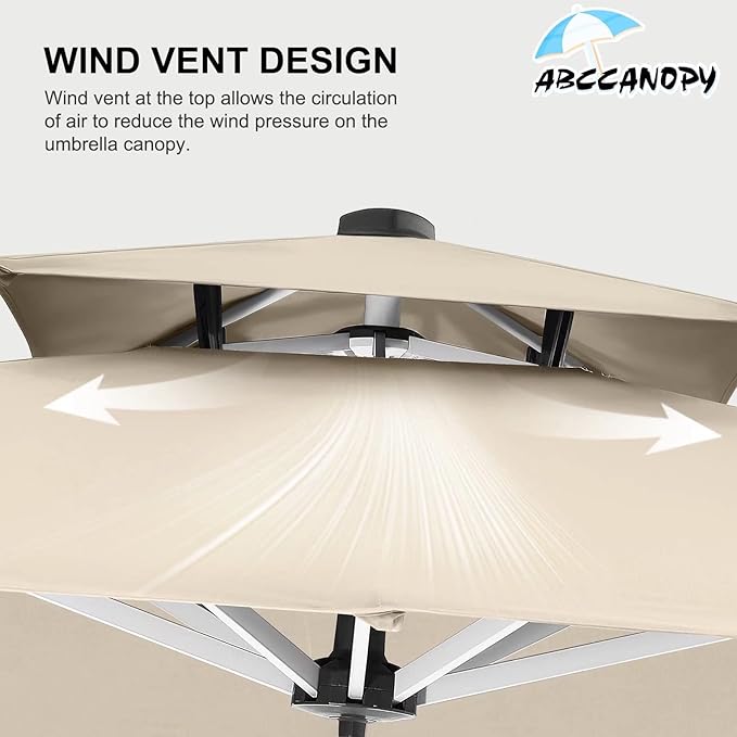 ABCCANOPY Patio Umbrella Cantilever Double Top Outdoor Offset Umbrella with 360° Rotation