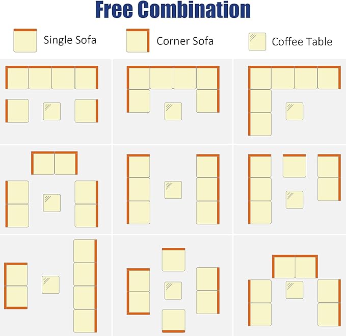 Tangkula 7 Pieces Wicker Patio Furniture Set, All-Weather Outdoor Rattan Sectional Sofa Set with Cushions & Tempered Glass Coffee Table, Outside Sofa Set for Garden, Lawn, Deck, Backyard (Navy)