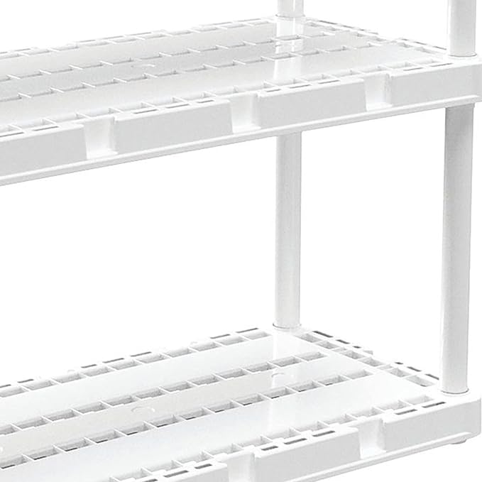 Gracious Living 3 Pack Light Duty Storage Shelves, Knect-A-Shelf 4-Shelf Ventilated Shelving Rack Organizer for Home, Garage, Basement & Laundry, White