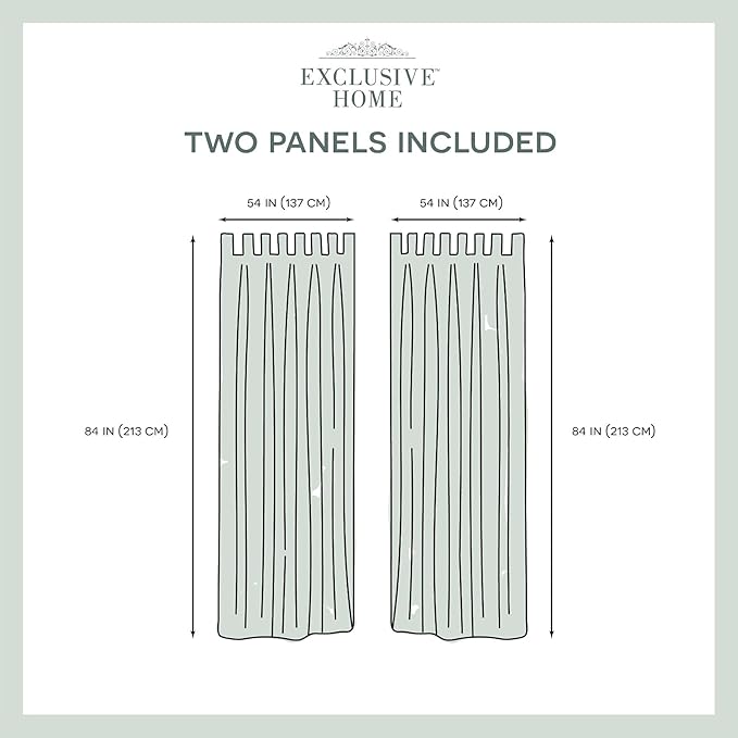 EXCLUSIVE HOME Cabana Solid Indoor/Outdoor Light Filtering Hook-and-Loop Tab Top Curtain Panel Pair, 54"x84", Winter White