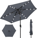 Best Choice Products 7.5ft Outdoor Solar Market Table Patio Umbrella for Deck, Pool w/Tilt, Crank, LED Lights - Slate