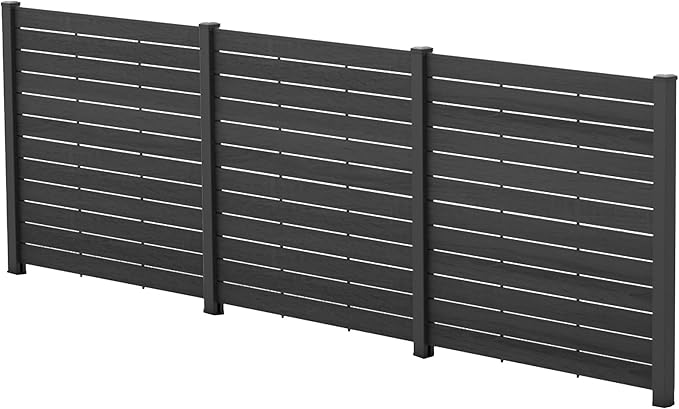 Kozyard 50" W x 48" H Privacy Screens Fence Panel Specifically for Hard Surfaces, Aluminum Post, Air Conditioner Fence Panels, Pool Equipment Enclosure, Trash Can Screens Fence, with Base. 3 Panels