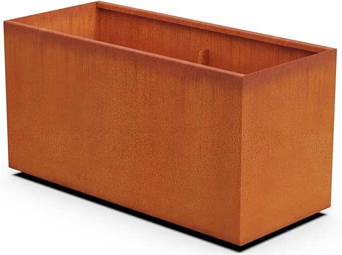 Plantercraft Large Rectangular Planters for Outdoor Plants – 46x20x24 Inch Corten Steel Planters, Extra Large Outdoor Planter Box for Modern Garden, Patio, and Landscape Design