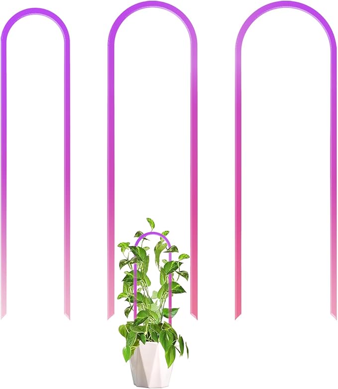 3 Pack Colorful Acrylic Plant Trellis for Indoor Plants, U-Shaped Small Plant Trellis for Potted Plants, Waterproof Climbing Support for Vine Ivy, Hoya, Pothos, Home Garden Decor