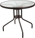 Garden Elements Outdoor Patio Furniture, Round Dining Table, Steel Base and Rim with Water-Wave Glass Top, Brown, 31.5"