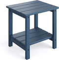 GarveeLife Adirondack Outdoor Side Table 18 x 15 in, HDPE 2-Tier Patio Side Tables for Outside, All-Weather End Table for Patio Pool Deck Indoor Backyard, Navy Blue