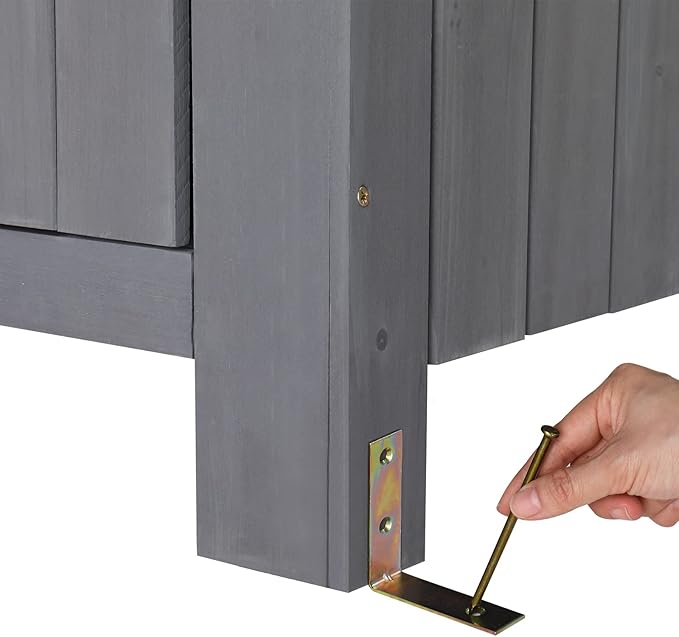 Outvita 70in Outdoor Storage Shed, Waterproof Wooden Garden Storage Cabinet with Lockable Door, Grey