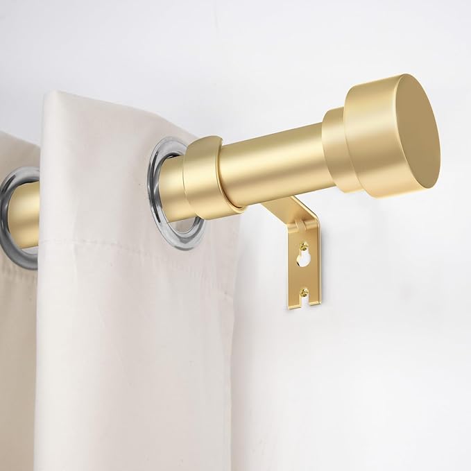 Time Forest Curtain Rods for Windows 28 to 48, 1 Inch Adjustable Gold Heavy Duty Long Window Curtain Rod for Bedoom Living Room, Modern Drapery Rods with Simple End Caps, Size 32"-60"