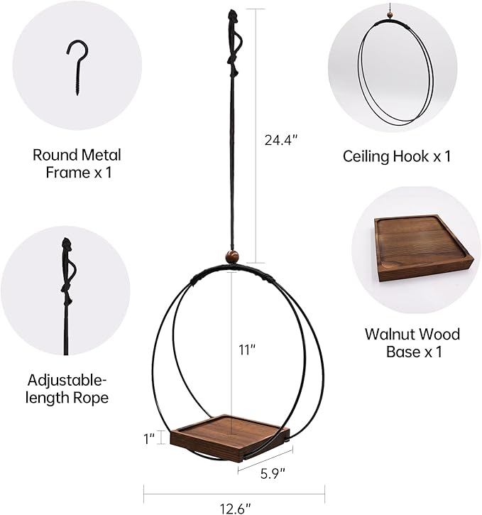 Hanging Planter for Indoor Plants - Outdoor Plant Hanger, Mid Century Metal Plant Hanger, Indoor Conner Ceiling, Gift for Mom, Plant Lovers, Housewarming