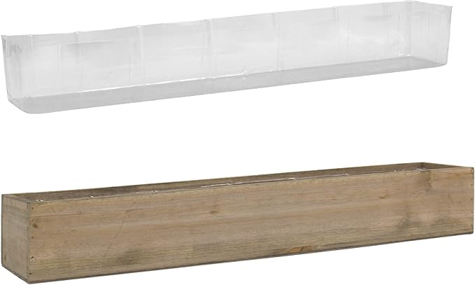 CYS EXCEL Rectangle Wood Planter Box with Removable Plastic Liner (H:4" Open:34"x5") | Multiple Size Choices Wood Rectangular Planter | Indoor Decorative Window Box