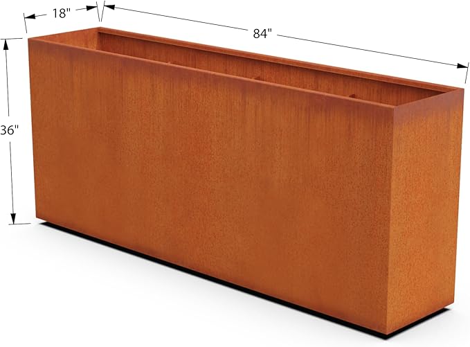 Plantercraft Large Rectangular Planter for Outdoor Plants – 84x18x36 Extra Large Corten Steel Planter Box – Commercial Grade Metal Planter for Privacy Screen, Patio & Landscape Definition