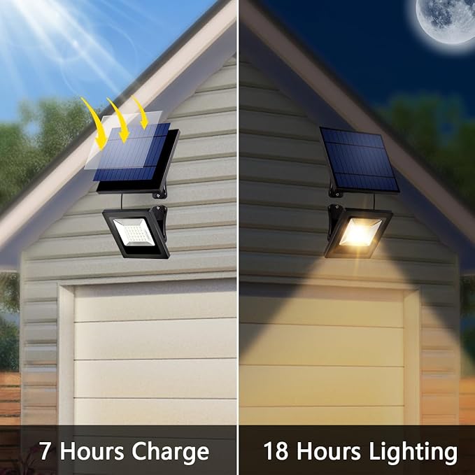 Solar Lights Outdoor Dusk to Dawn 4400mAh Solar Flood Lights Waterproof LED 3000K Spot Light for Yard, Street, Porch, Outside, Landscape Lighting, Warm White