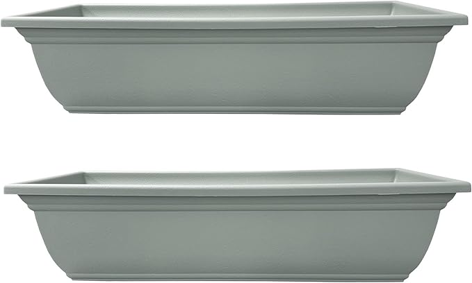 The HC Companies 24 Inch Mojave Window Planter Box with Drainage Holes, Lightweight UV-Resistant Plastic Outdoor Planters, 2-Pack Flower Box for Garden & Home Decor, Sage Green