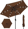 Best Choice Products 7.5ft Outdoor Solar Market Table Patio Umbrella for Deck, Pool w/Tilt, Crank, LED Lights - Brown