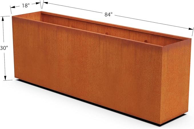 Plantercraft Corten Steel Planters | 84 Inch Extra Large Rectangular Planters for Outdoor Plants | Heavy Duty Metal Planter Box for Modern Patio Privacy Screen & Landscape Design