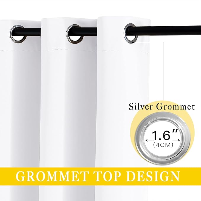 NICETOWN Sliding Door Curtain Window Treatment, Energy Smart Thermal Insulated Extra Wide Solid Blackout Curtains/Drapes for Patio Door/Porch (Pure White, 1 PC, W80 x L108)