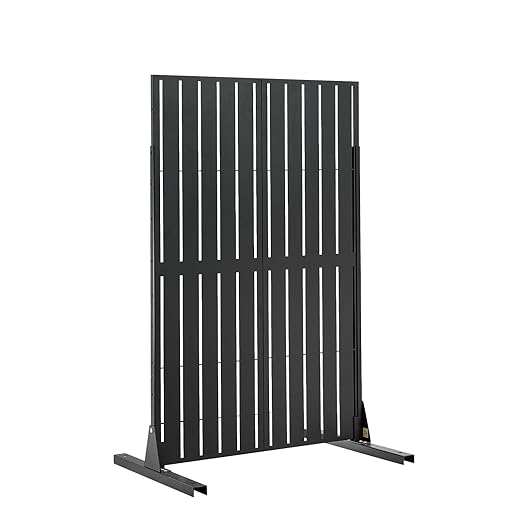 VEVOR Metal Privacy Screen, 44" W x 72" H Freestanding Modern Privacy Fence, Garden Divider Panel with Extended Base & Reinforcement Fixed, Freestanding Outdoor Divider for Garden, Indoor, Courtyard