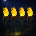 iStatue 4PC Solar Owl Garden Stake Lights Gifts for Women Mom Dad Mother's Day Realistic Resin Owl Outdoor Garden Decor, Warm Glow LED for Lawn Yard Pathway (4-Pack, Owl)