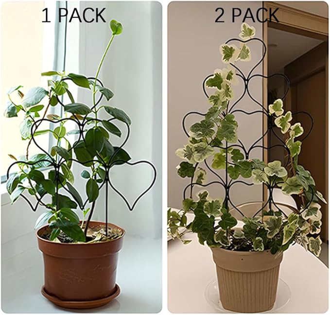 Plant Trellis for Climbing Plants Indoor Outdoor, Trlzey 3 Pack Stackable Metal Trellis - Small Garden Trellis for Potted Plants, Vine Support for Ivy, Flowers, DIY Home Deco