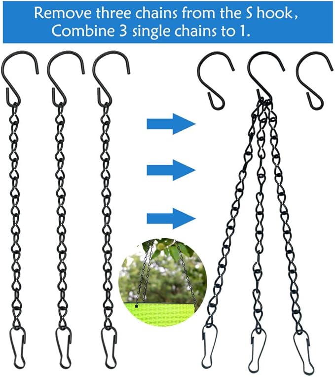 YINGFENG 4 Pack 35 Inches Hanging Chains Black, Garden Plant Hangers, for Bird Feeders, Billboards, Chalkboards, Planters, Lanterns, Wind Chimes and Decorative Ornaments