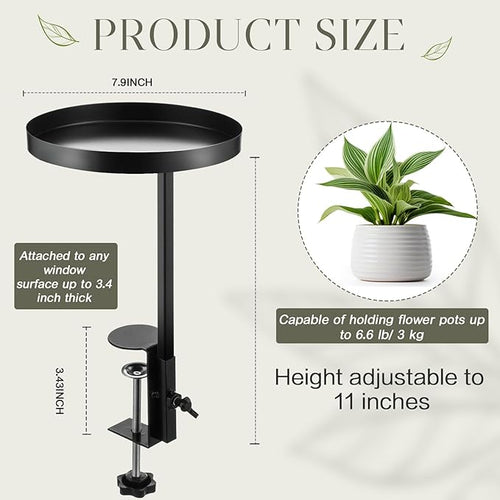 1 Pcs Window Sill Plant Shelf 7.9''D x 14.2''H Adjustable Window Shelf Windowsill Clamp Tray for Indoor Plants Metal Windowsill Extension Tray Planter Floating Shelves for Indoor Outdoor