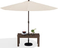 SERWALL Outdoor Coffee Table with 9FT Umbrella, HDPE Patio Coffee Table for Outside, Rectangle, Coffee(Not Include Umbrella Base)