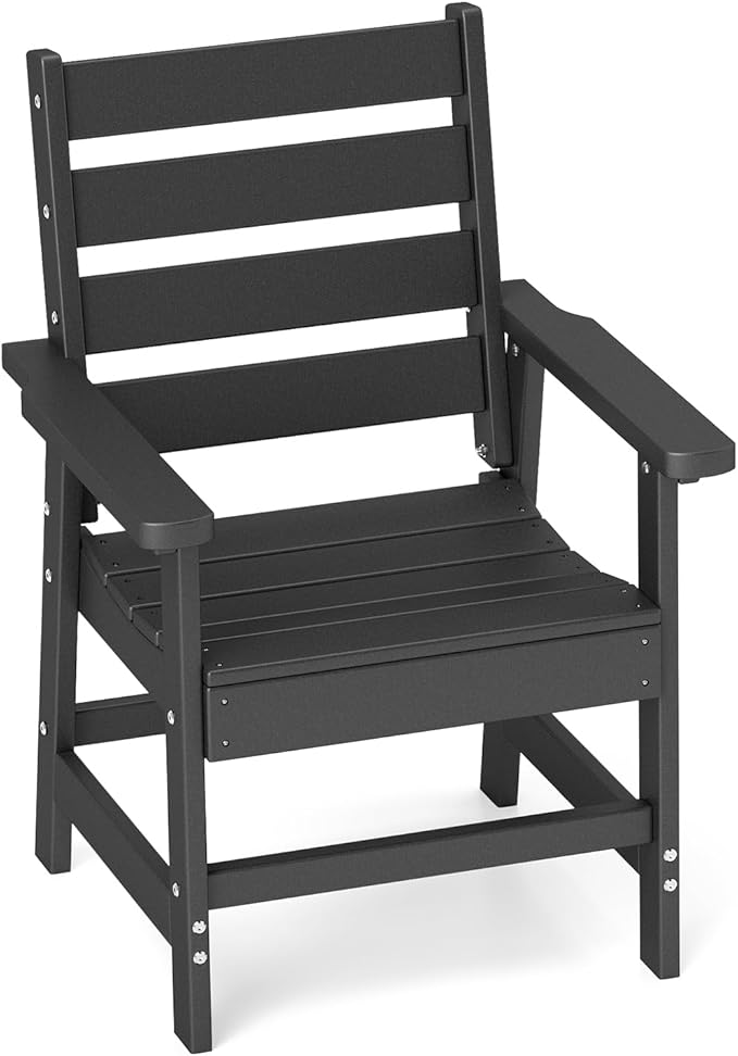 GREENVINES Outdoor Dining Chair | HDPE | Patio Chairs | All-Weather | Black