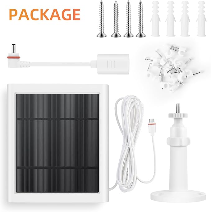 8 Pack IP65 Solar Panel for Rings Camera, 4W Solar Charger Compatible with Rings Spotlight &All-New Stick Up Outdoor Cam Battery, 10ft Long Cable with USB-C to Barrel Plug Adapter