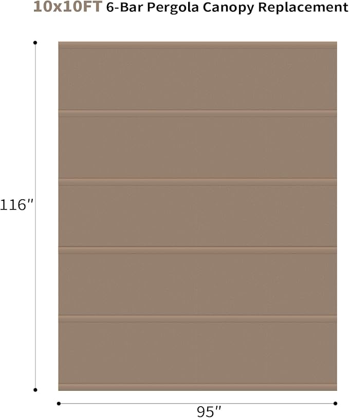 10' X 10' Pergola Shade Cover for Outdoor Retractable Durable Fabric Canopy Replacement Top Only, Sun Shade for Outside (Beige)