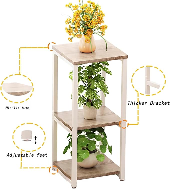 Plant Stand Indoor Corner Tall 3 Tier Metal Modern Flower Storage Plant Shelf Holder for Living Room Balcony Garden,White (3 Tier-White)
