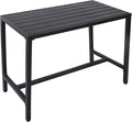 Outdoor Bar Table, Patio Console Pub Height Tables with Powder Coated Steel Frame, Weather Resistant Waterproof Top for Hot Tub, Balcony, Garden, Yard, Poolside (47" Wide Bar Table, Black)