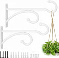 2Pack 6 Inch Plant Hangers for Hanging Baskets, Hanger for Indoor and Outdoor Plant Pots Holder, Wall Hook for Planters, Flower Basket, Wind Chimes, Lantern, Light, Bird Feeder, Home Décor-White