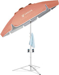 AMMSUN Shade Umbrella, Premium Portable Umbrella with Stand, 6.5ft Lightweight Free Standing Canopy for Sporting Games, Adjustable Instant Sun Protection and Easy to Carry, Peach Pink