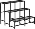 Garden 4 you 3 Tier Split Type Large Metal Plant Stand Stackable, Garden Display Shelf Flower Pot Holder Storage Organizer Rack for Indoor Home Outdoor Patio Balcony Yard( Black,Rectangle)