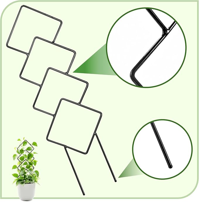 Indoor Trellis for Climbing Plants: 3PC Small Garden Metal Trellis for Vine Ivy Hoya Houseplants Flower Potted Plant Outdoor