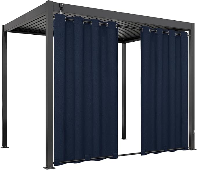 Easy-Going Linen Look Outdoor Curtains Waterproof Windproof Porch Curtains, Soft Thicken Outdoor Privacy Curtains for Patio, Gazebo, Grommet Top and Tab Bottom Drape, 1 Panel, 54x108 inch, Navy