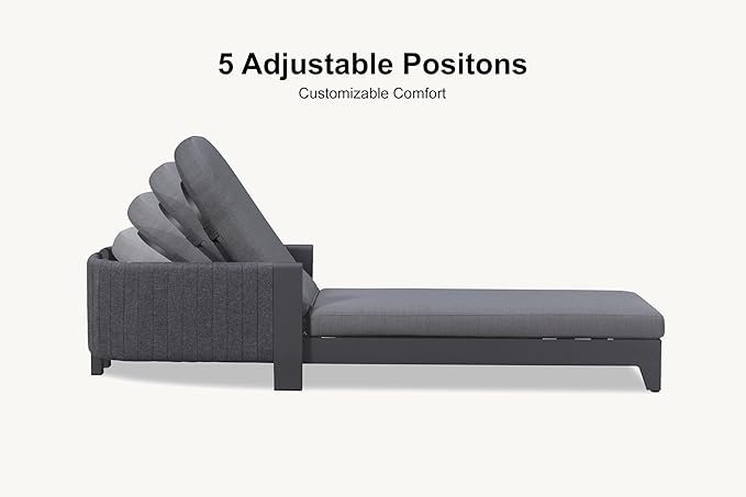 PURPLE LEAF Outdoor Daybed Sun Chaise Lounge Chairs with Cushion Patio Aluminum Adjustable Sunbathing Tanning Reclining Set of 2 Moon Basalt