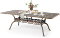 VINGLI 8-Person Outdoor Dining Table, Metal Dining Table with Umbrella Hole Cast Aluminum Patio Table, Rectangle Table Outdoor Furniture Garden Table (87”Lx42W”x28.5”H)