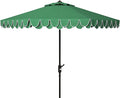 SAFAVIEH 9ft Outdoor Patio Umbrella, Round, Valance, Dark Green, Auto Crank Tilt, UV Resistant for Deck, Backyard, Poolside (PAT8006H)