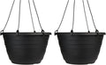 The HC Companies 11 Inch Wrapt Hanging Planters, Lightweight UV-Resistant Plastic Hanging Planters for Indoor & Outdoor Plants, 2-Pack Hanging Flower Pots for Garden, Patio & Home Decor, Black
