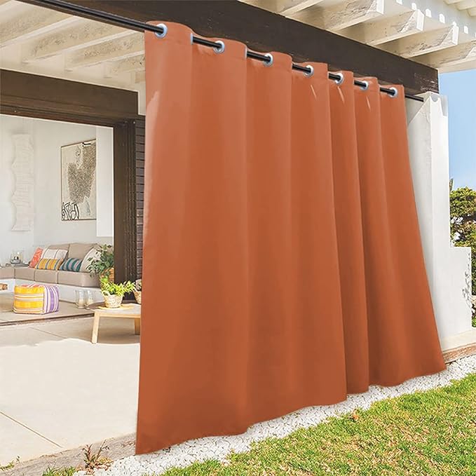 RYB HOME Extra Wide Outdoor Curtains for Porch Waterproof Privacy Blackout Curtains Shades for Patio Garage Pavilion Pop up Tent, Wide 100 x Long 84 inches, Mecca Red, 1 Panel