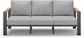 Aluminum Outdoor Patio Furniture 3 Seats, All-Weather Outdoor Patio Sofa with Washable Thick Cushion, Morden Patio Couch for Porch, Balcony, Deck, Yard, Gray