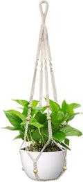 USLAI Macrame Plant Hanger Indoor Outdoor, Fits 4 to 15 Inch Pots, Strong Hanging Planter Holder, Boho Home Decor, 35 Inch, Ivory (POTS NOT Included)