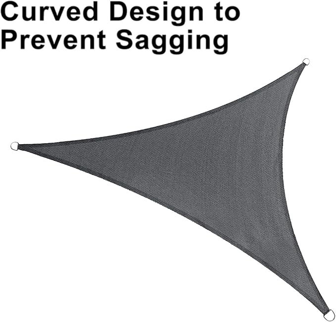 LOVE STORY 16' x 16' x 22' Right Triangle Dark Grey Sun Shade Sail Canopy UV Block for Outdoor Patio Garden Backyard