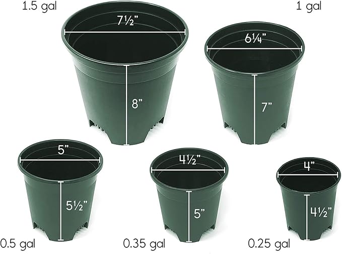 4 Inch Nursery Pot Green Plastic Planters for Outdoor Indoor Plants Gardening Flower Pots 10-Pack 0.25 Gallon Pot Liners with Drainage Holes